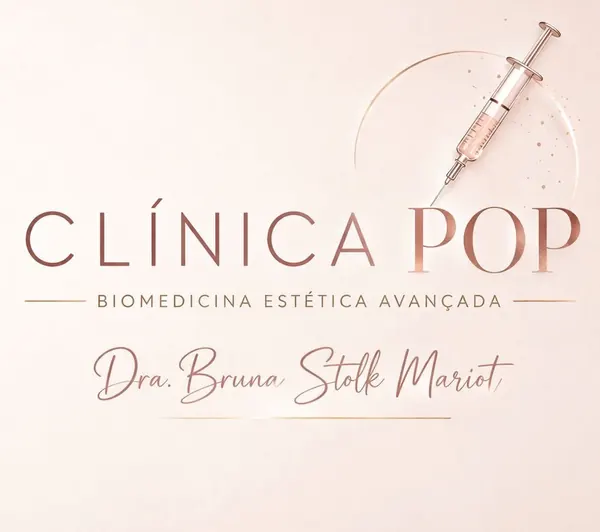 Arte do logo da Clínica POP com a assinatura da Dra. Bruna Stolk Mariot